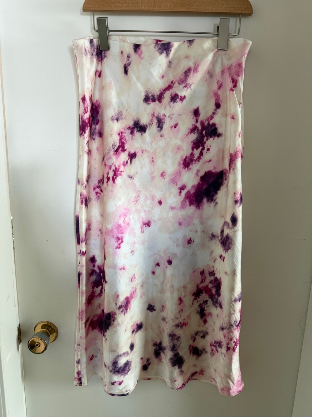 Bardot Satin Floral Bias Midi Skirt Pink Purple Y2K Romantic Size 10/L
